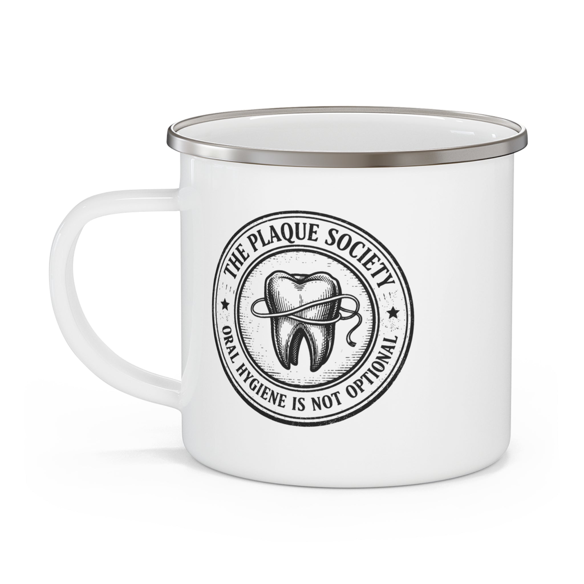 THE PLAQUE SOCIETY — Enamel mug